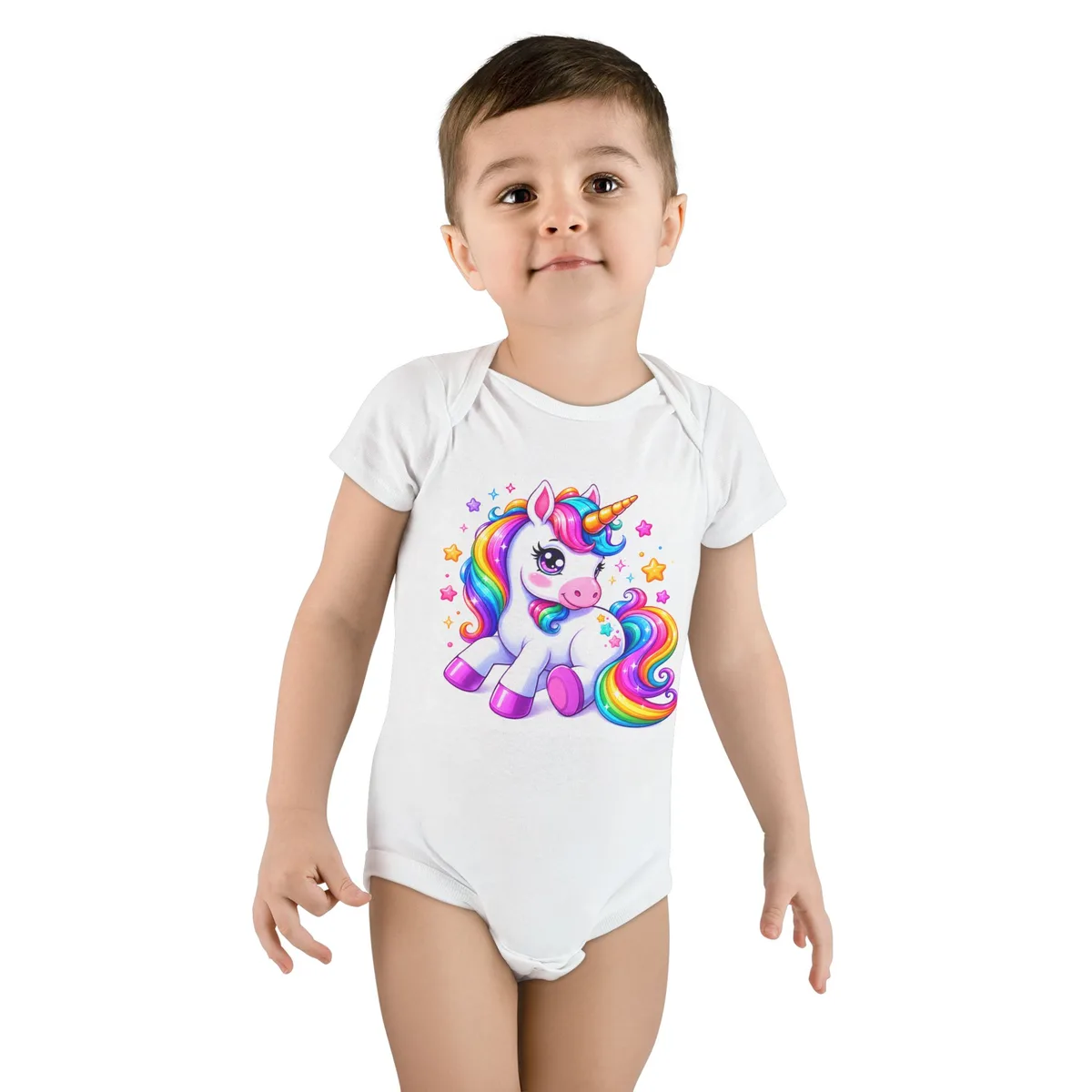 Mameluco para bebé con diseño de unicornio arcoíris
